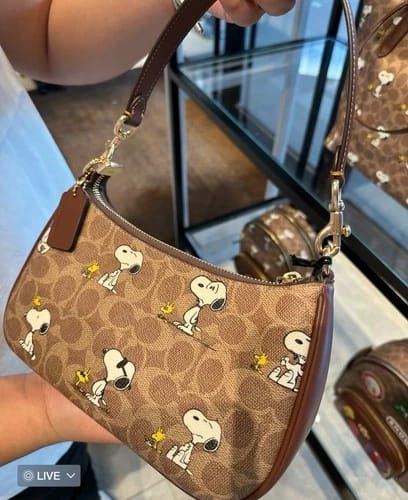Coach x Peanuts Snoopy Signature Print Mini Shoulder Bag / Handbag