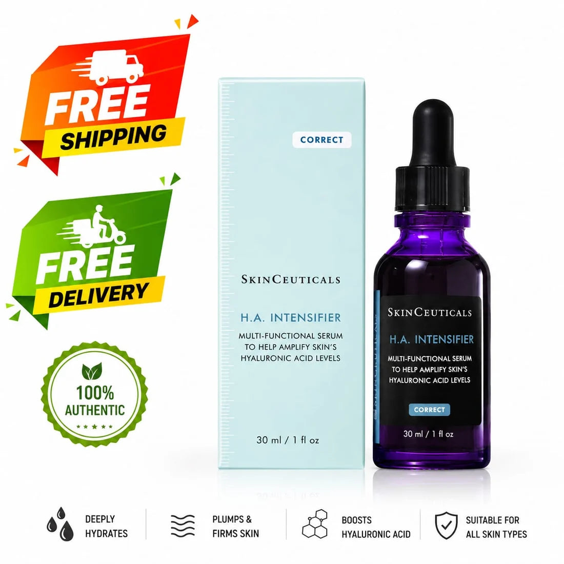 SkinCeuticals H.A. Intensifier Multi-Functional Hyaluronic Acid Serum 30ml / 1 fl oz | Hydrating & Plumping Face Serum
