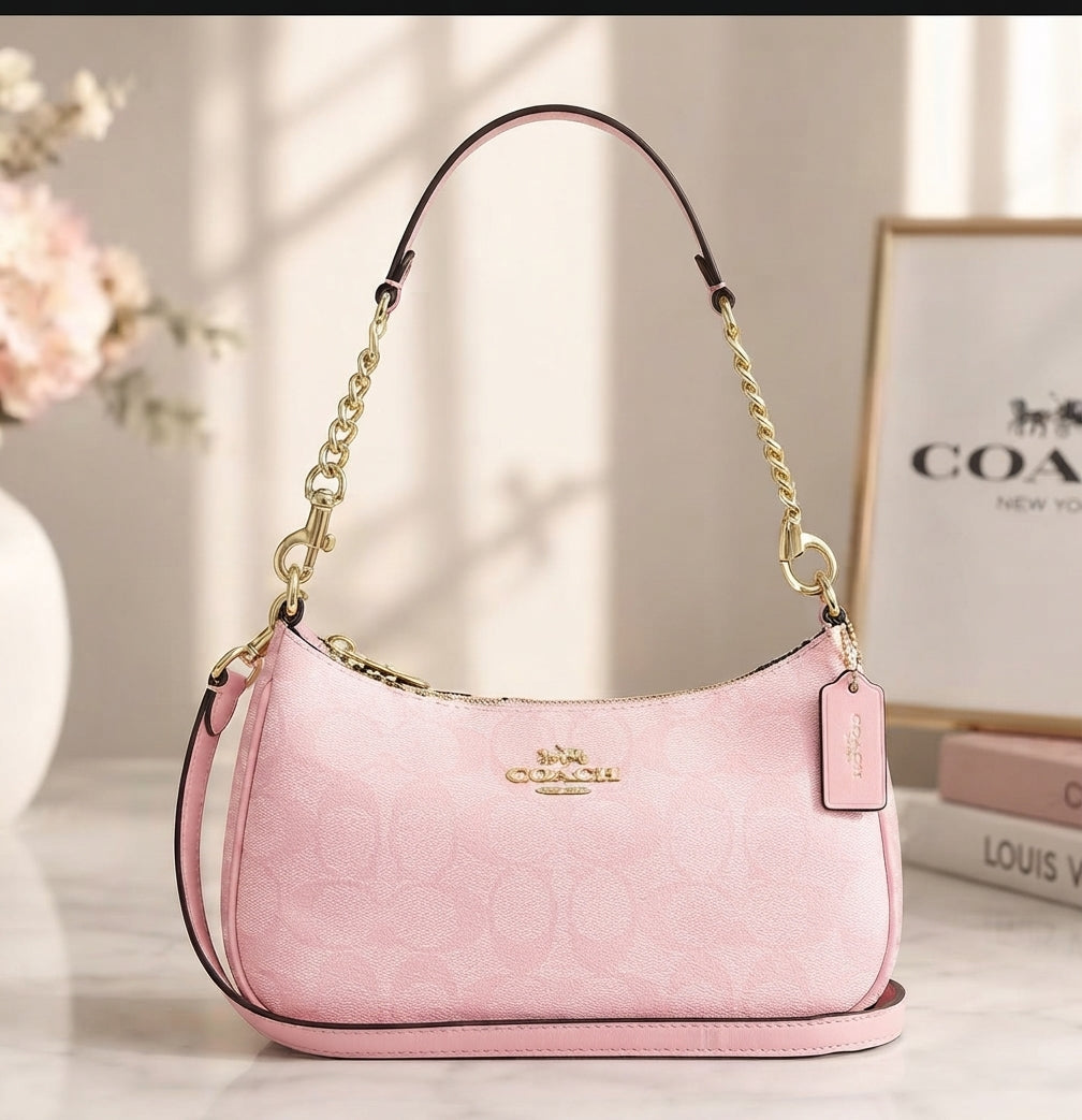 Coach Teri Shoulder Bag in Light Pink Signature Canvas