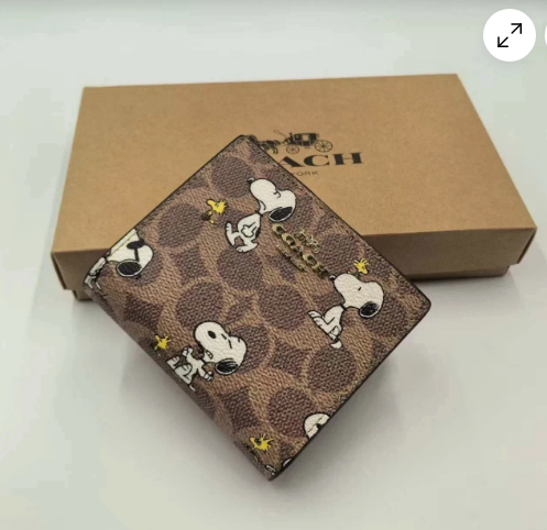 Coach X Peanuts Snap Wallet In Signature Canvas With Snoopy Print CBN32