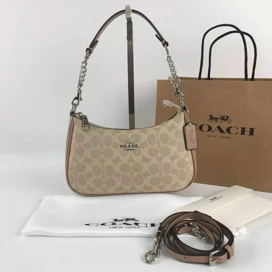 Coach Teri Shoulder Bag in Light Khaki Chalk Signature Canvas