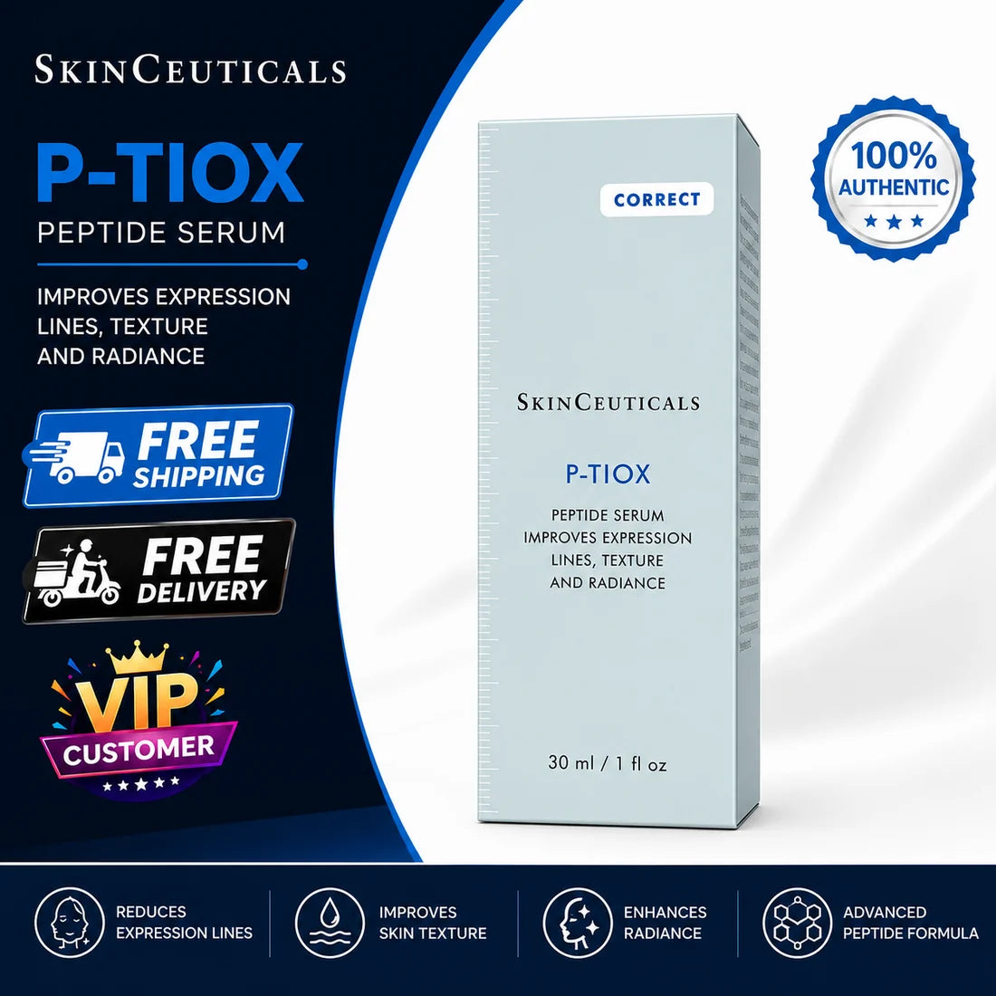 SkinCeuticals P-TIOX Peptide Serum 30ml (1 fl oz) | Anti-Wrinkle & Fine Line Correcting Face Serum